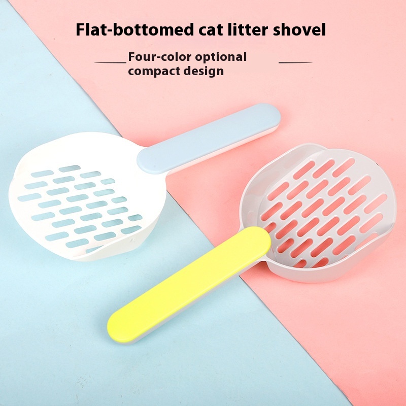 SLarge Color Matching Handle Flat Bottom Cat Litter Scoop Tofu Cat Litter Fine Hole Shit Shovel Pet Cleaning Supplies