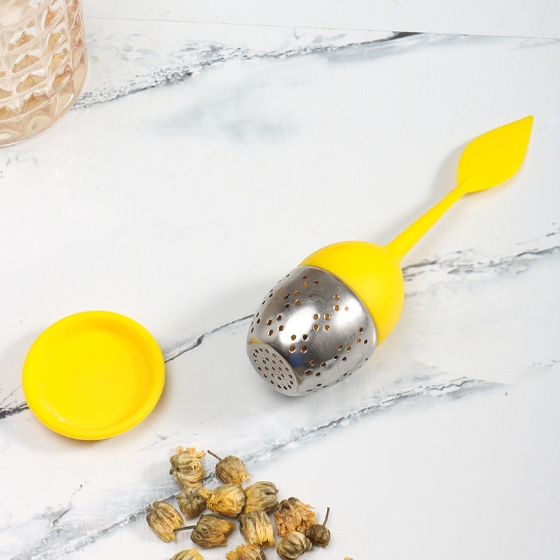 304 Stainless Steel Silicone Tea Strainer Food Grade Tea Strainer Bottom Tray Net Red Tea Maker Office Simple Tea Maker