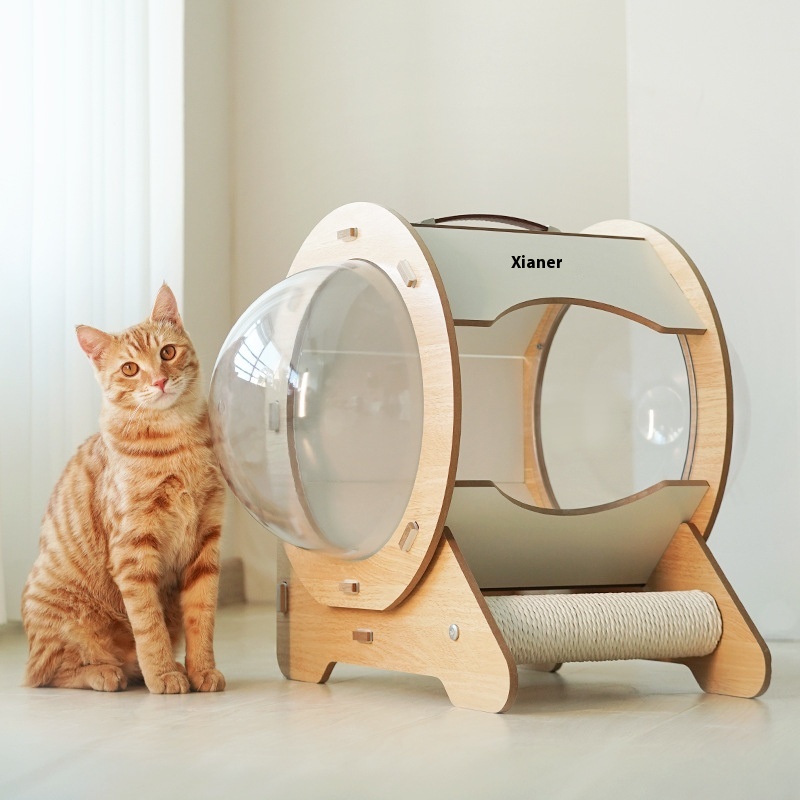 Round Capsule360°No Dead Angle Portable Portable Two-sided Space Capsule Cat Nest