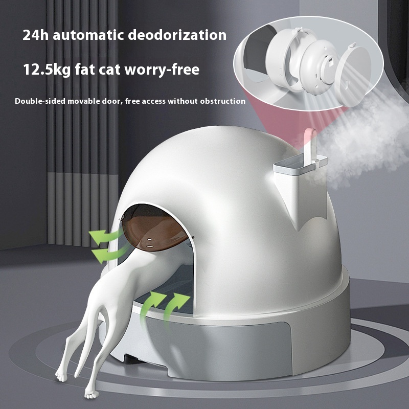 Cat Litter Box Fully Enclosed Large Space Drawer Cat Toilet With Deodorizer Module Deodorizer