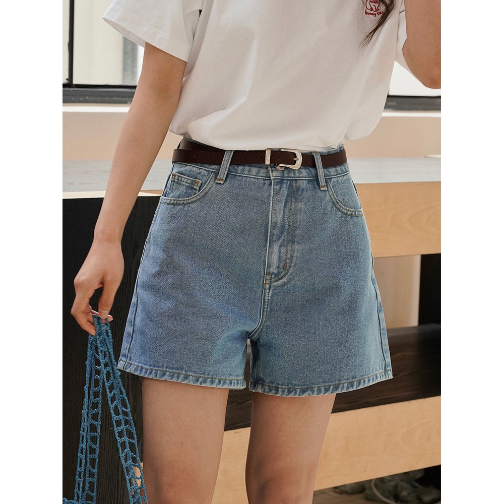 Louvre Summer Korean Retro Casual High Waist Wide Leg Denim Shorts Loose Thin Slim Hot Pants Women