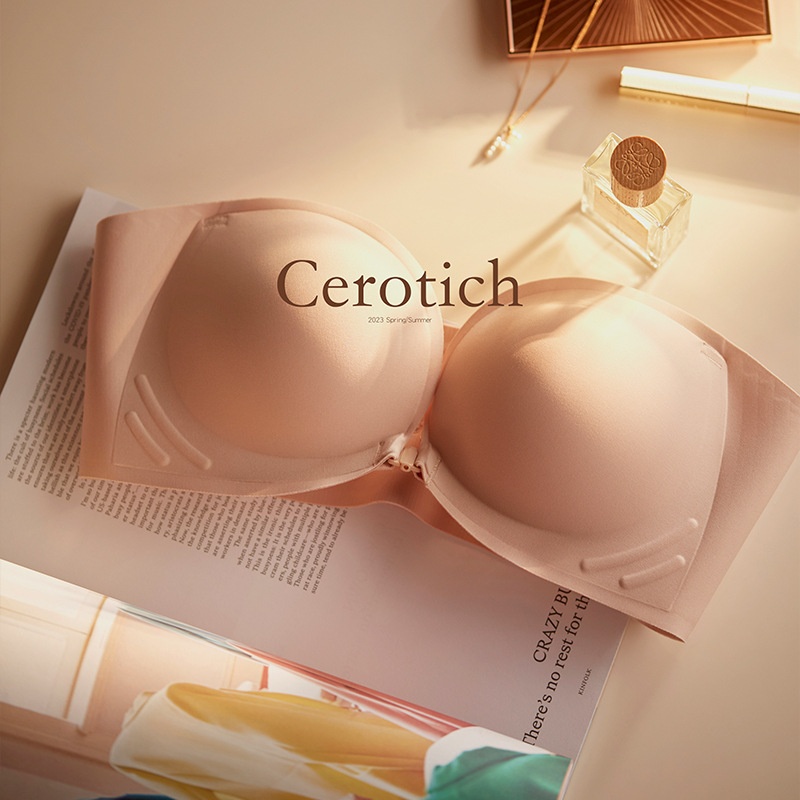 CEROTICHWill Not Fall Off When Dancing,Front Buckle Strapless Bra For Summer Women,No Steel Ring,Small Chest Push-up Bra