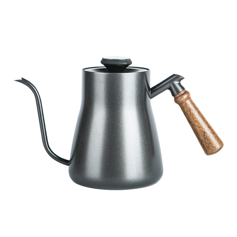 Teflon Temperature Controlled Hand Brewing Kettle Wooden Handle Stainless Steel Long Mouth Narrow Mouth Hand Brewing Coffee Kettle Coffee Kettle