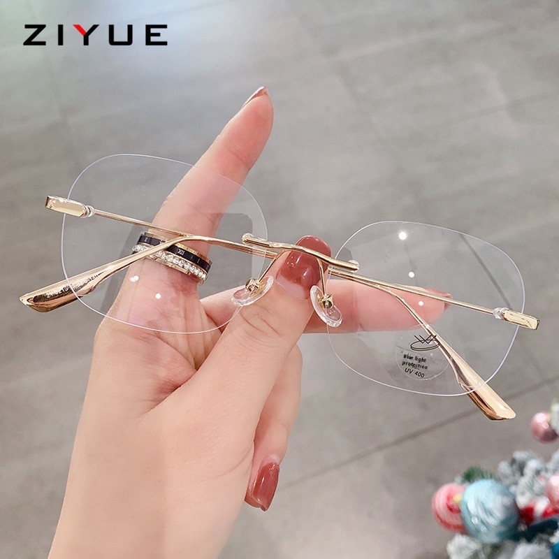 Ultra-light Metal Gold Wire Glasses For Myopia Men's Frameless Glasses With Different Degrees Of Plain Face Trimmed Frameless Glasses For Women