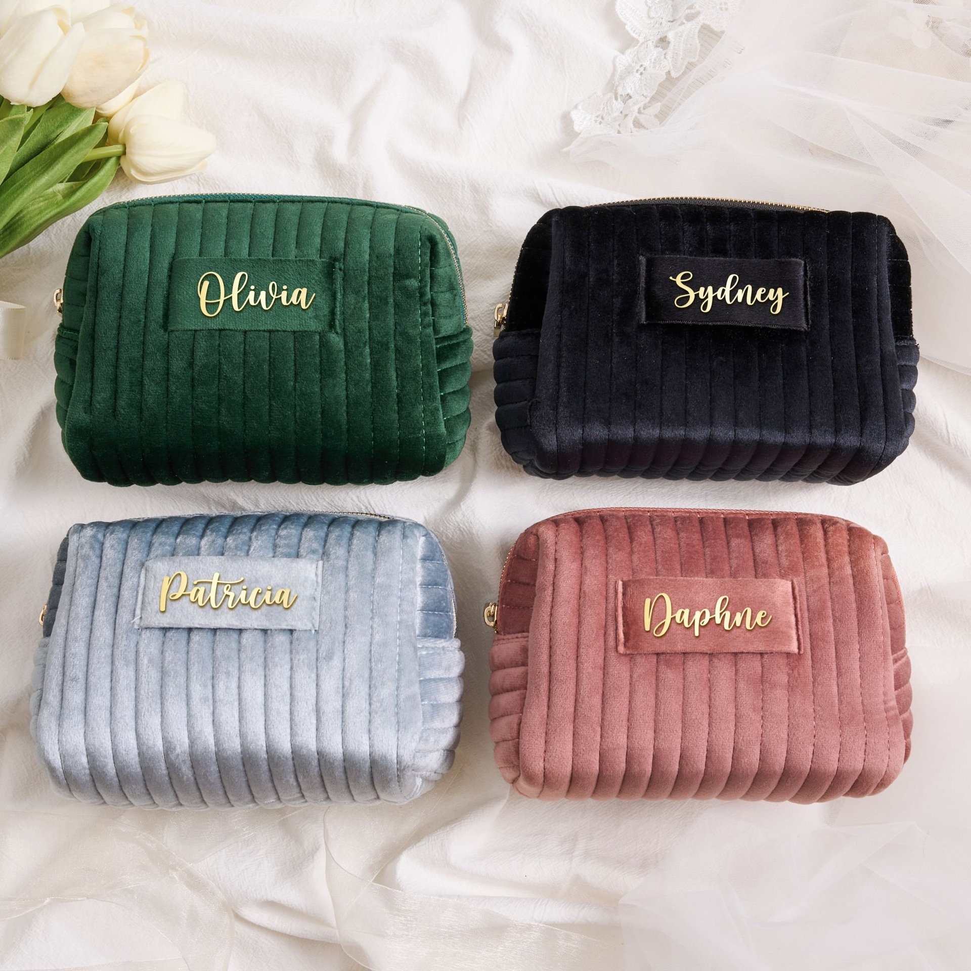 Velvet Cosmetic Bag Flannel Velvet Wash Bag With Cotton Convenient Skin Care Cosmetics Storage Bag