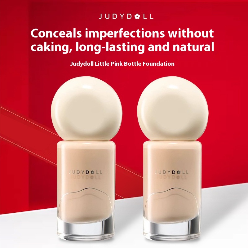 Judydoll Tangerine Small Powder Bottle Foundation Liquid Concealer Moisturizing Oil Control Lasting Natural Flawless Clear Water Moisturizing Foundation