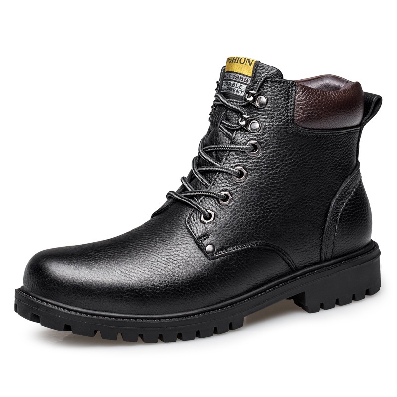 Winter Men's Plus Velvet Martin Boots Casual Mid-cut Leather Boots Fashionable Men's Cotton Boots Warm Bootsy Shoes