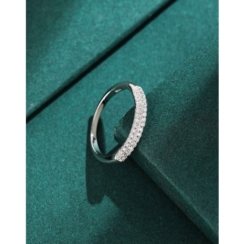 925 Sterling Silver Ring With Diamonds,Personality,Temperament,Niche Design,Light Luxury,High-end Index Finger Ring,Female Closed Pinky Ring