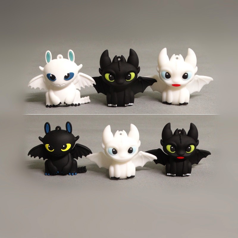 Creative Epoxy Cartoon Dragon Tamer Night Fury White Fury Toothless Black And White Dragon Doll Hand-made Office Ornament