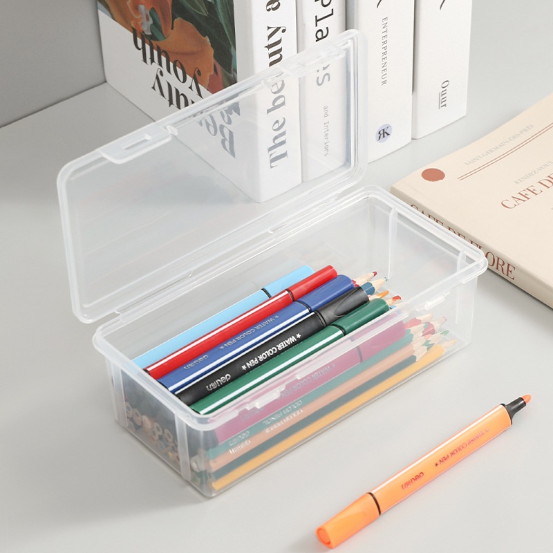 Pencil Storage Box Large Capacity Transparent Stationery Storage Box Pen Holder With Colored Pencils Children's Crayons Drawing Sketch Pen Bag