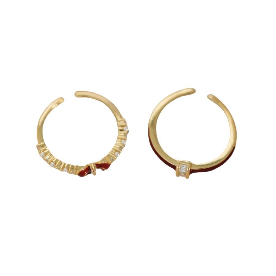 Angla Red F Enamel Bow Ring Women's 925 Sterling Silver Niche Design High-grade Light Luxury White Elegant Ring