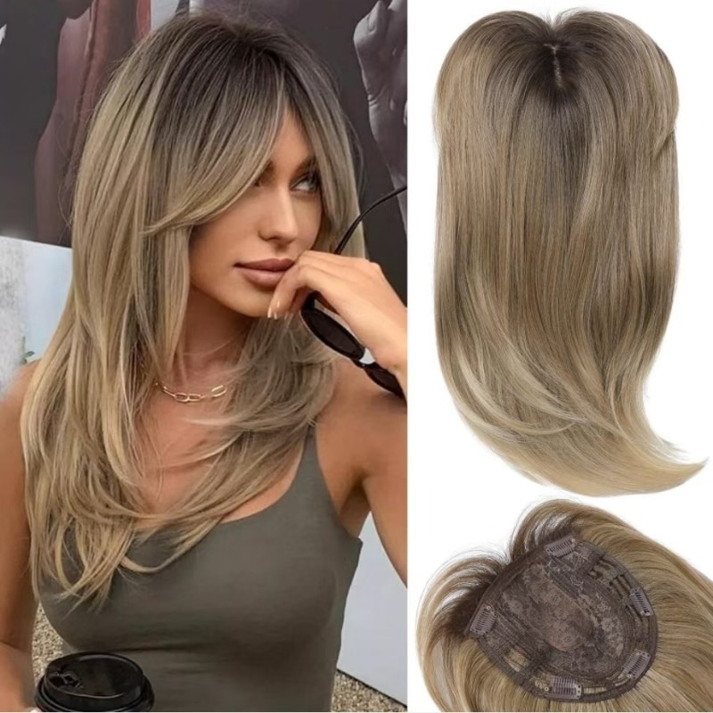18-inch Clip Hair Accessories For Women Elegant Increase Sparse Hair Volume Heat Resistant Synthetic Hair Blouse Black Brown Straight Hair Block