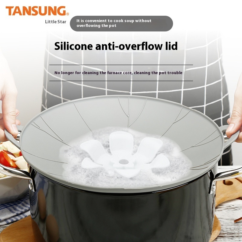 Silicone Flower-shaped Anti-overflow Pot Cover Silicone Fresh-keeping Cover Rotatable Pot Cover Kitchen Gadgets