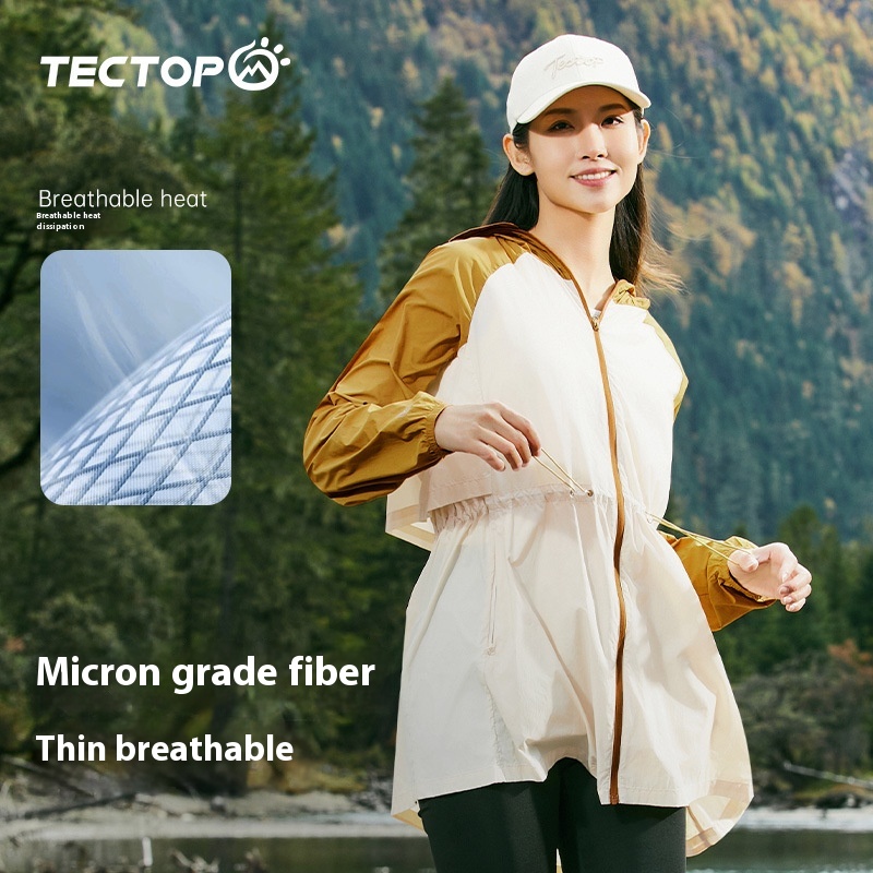 Women's Anti-ultraviolet Hooded Windbreaker Women's Sun Protection Clothing Multifunctional Medium And Long Skin Clothing UPF50+