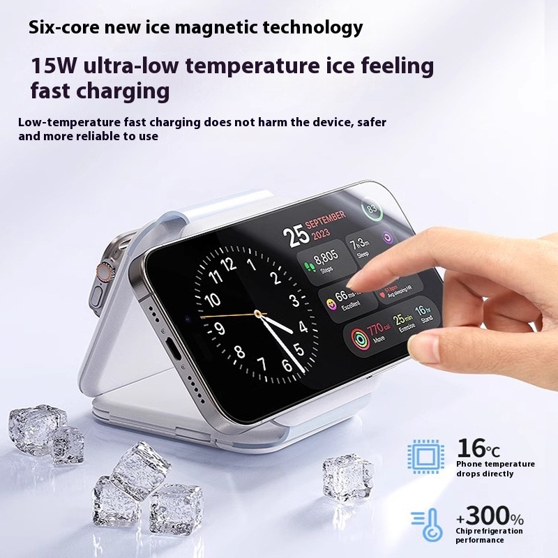 Three-in-one Magnetic Wireless Charger Direct Magnetic Wireless Charger Folding For Apple Mobile Phone Watch