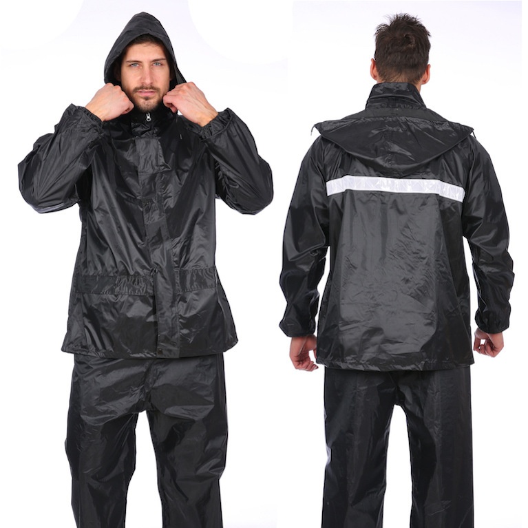 Raincoat And Rain Pants Suit Reflective Breathable Rainproof Polyester Cloth Reflective Thickened Men And Women's Construction Site Raincoat Cycling