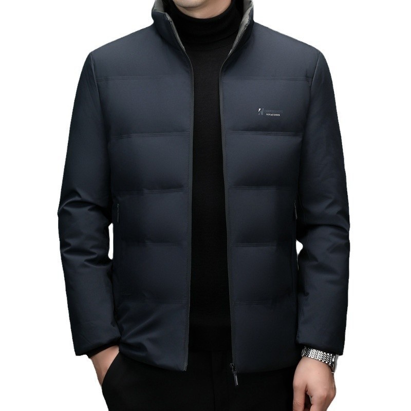 Autumn And Winter Cotton-padded Jacket Short Stand Collar Casual Men's Coat Middle-aged Men's Cotton-padded Solid Color Father's Coat