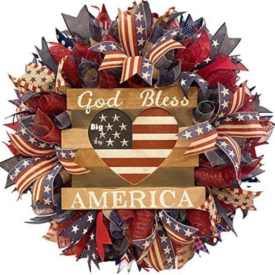 Zonghong American Independence Day Wreath Flag Door Hanging Pendant Holiday Props Dress Up Daily Necessities Decoration