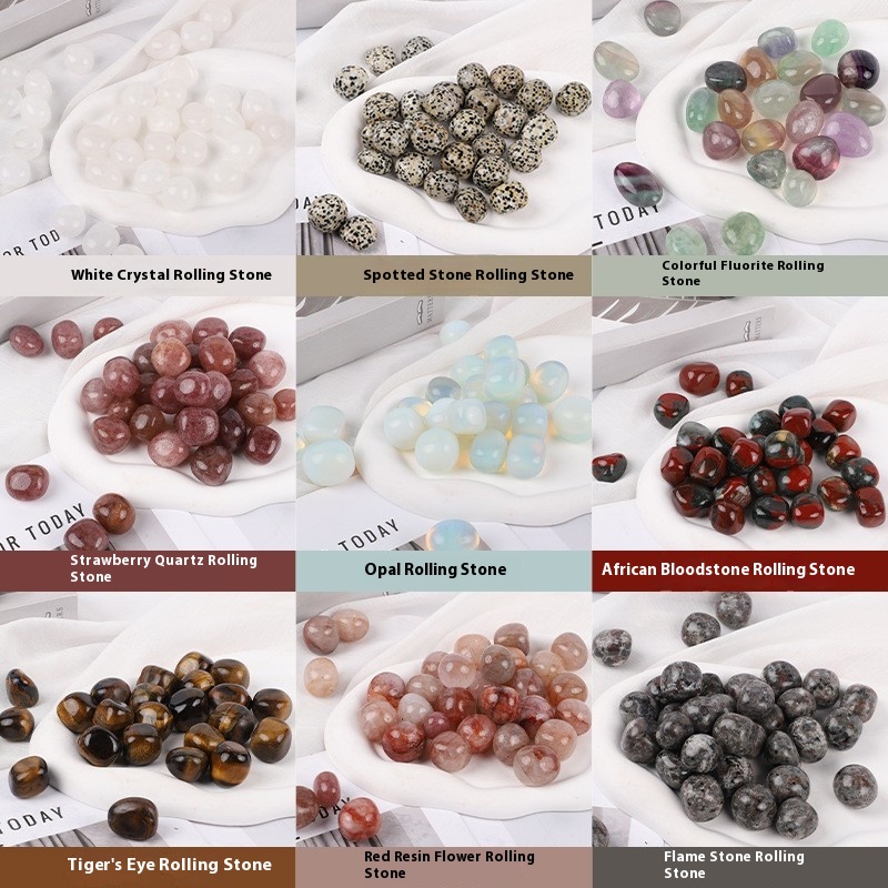 Opal Rolling Stone White Crystal Rolling Stone Variety Non-fire Essential Oil Aromatherapy Stone Decoration Grinding Stone Crystal Rolling Stone