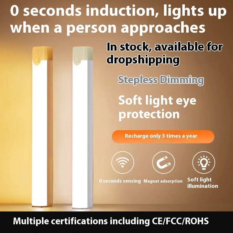 Led Cabinet Light Intelligent Human Body Induction Light Bar Wireless Kitchen Closet Light Bedroom Sleep Night Light Magnetic Suction Control