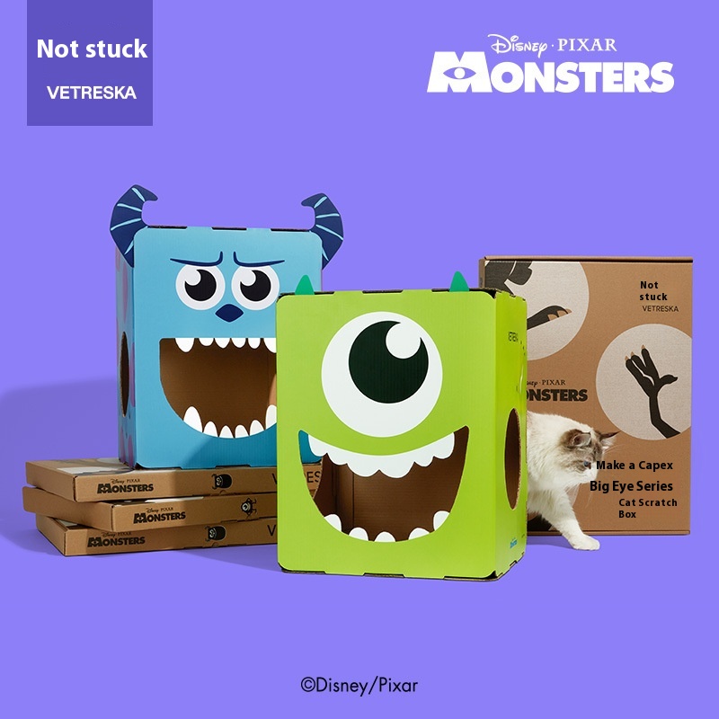 Uncarded Pixar Big Eyed Sullivan Series Cat Scratching Box Corrugated Carton Wear-Resistant Claw Cat Scratching Board Pet Supplies