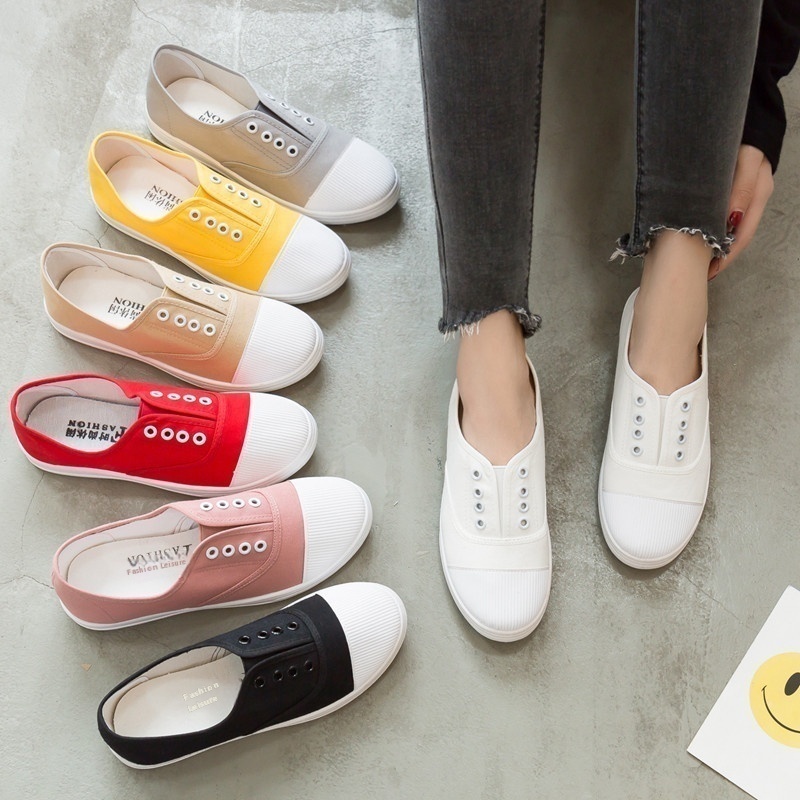 Low-top Canvas Shoes Student Flat Casual Women's Shoes Slip-on Lazy Shoes White Shoes