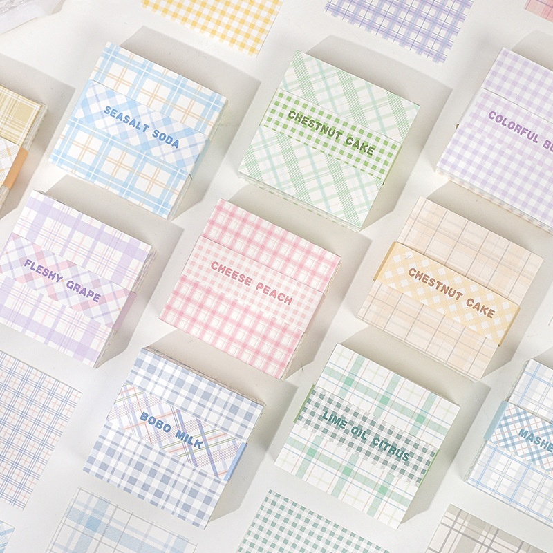 Paper Dyed Note Paper Grid Element Series Fresh Grid Handbook Message Note Base Paper200 Sheets10 Styles