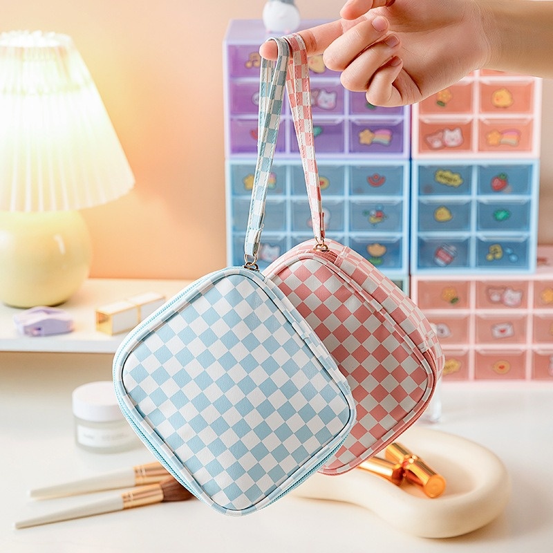 Girls Sanitary Napkin Storage Bag Student Portable Aunt Napkin Sanitary Napkin Menstrual Bag Style Chessboard Small Bag