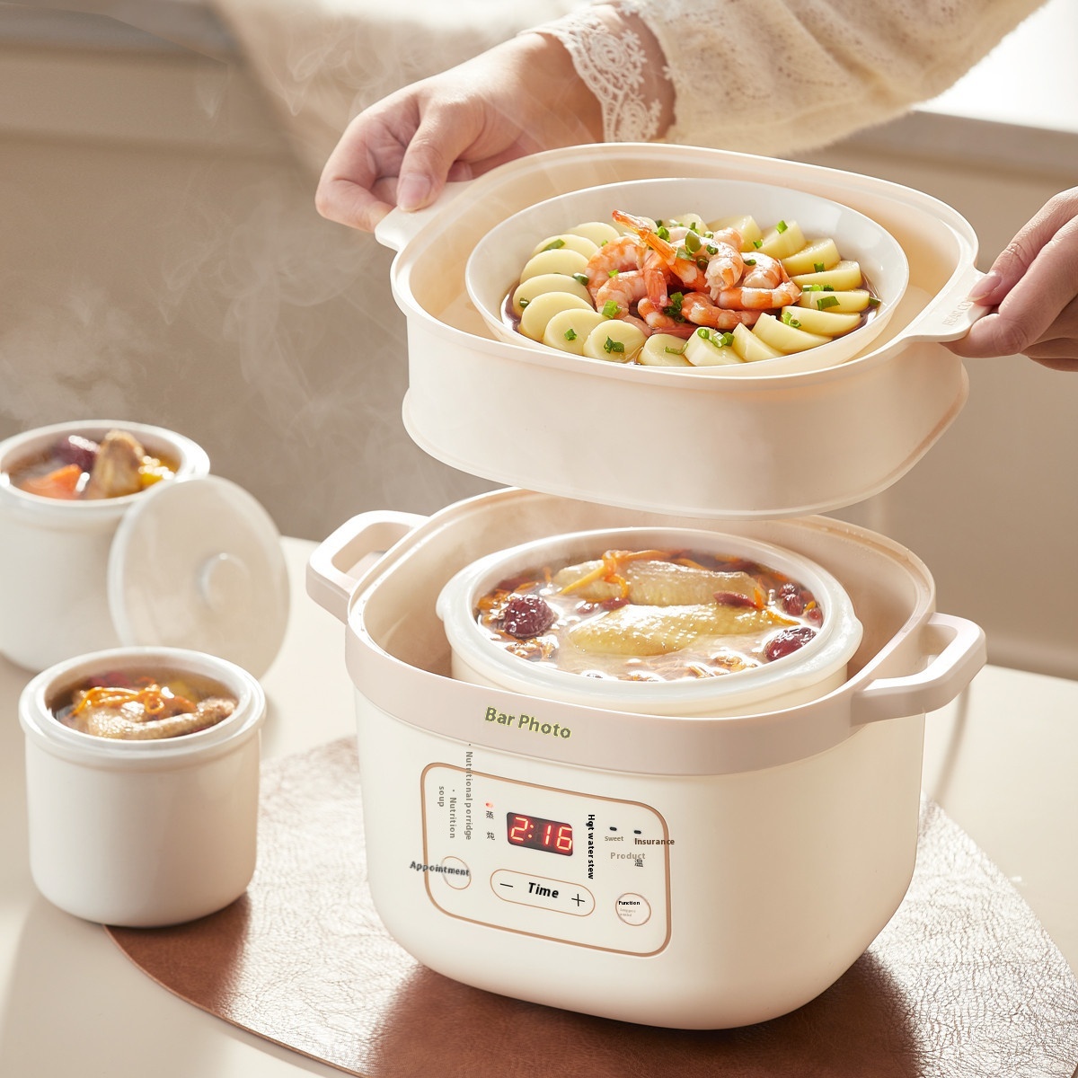 Bear Electric Stew Pot DDZ-D16 C1 Upper Steamer And Lower Stew Electric Stew Pot Water-proof Stew Pot Porridge Pot Bird's Nest