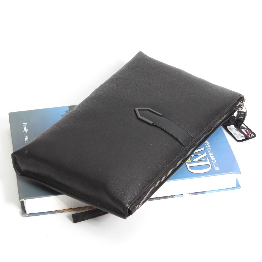 Men's Genuine Leather Clutch Bag Top Layer Cowhide Envelope Bag Fashion Large Handbag Imported Leather Casual Wallet - 2