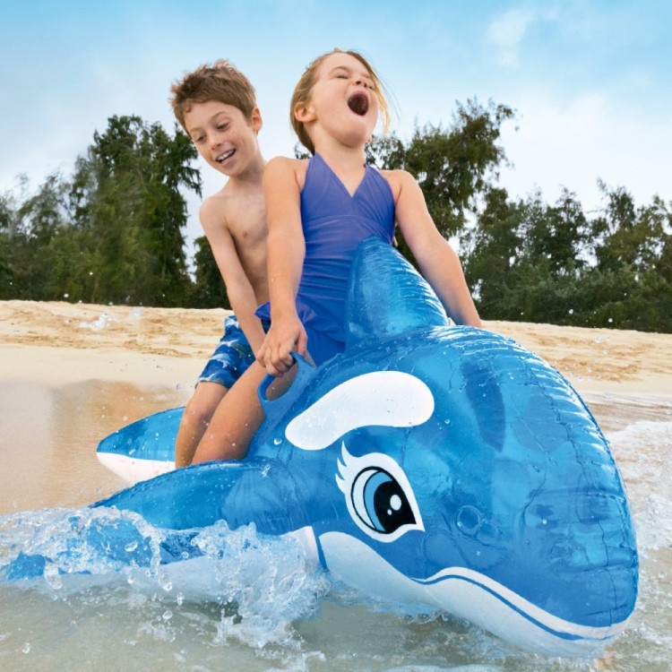 INTEX 58523 Water Animal Swimming Ring Blue Whale Adult Children Swimming Seat Ring Inflatable Mount Toy