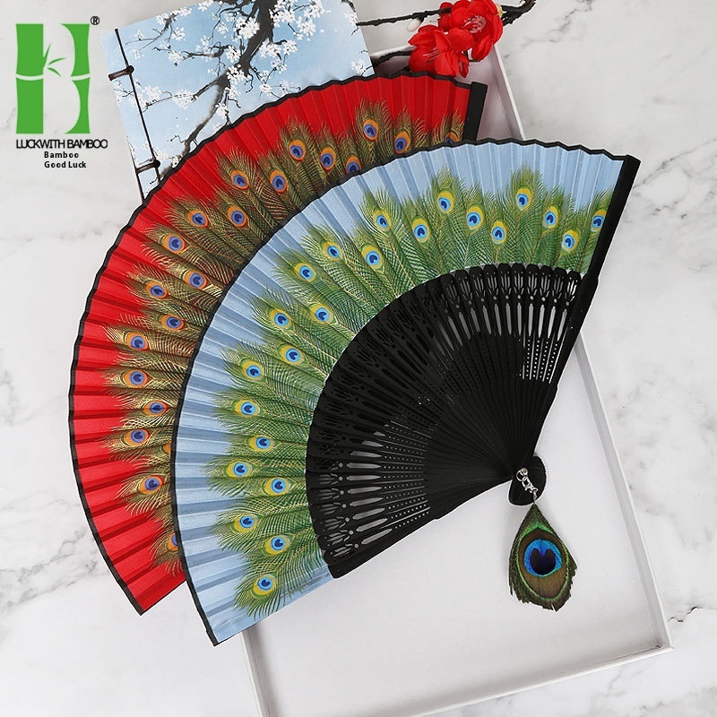 Chinese Style Peacock Fan Exquisite Women's Silk Fan Special Gift Folding Fan Dance Fan Female Fan