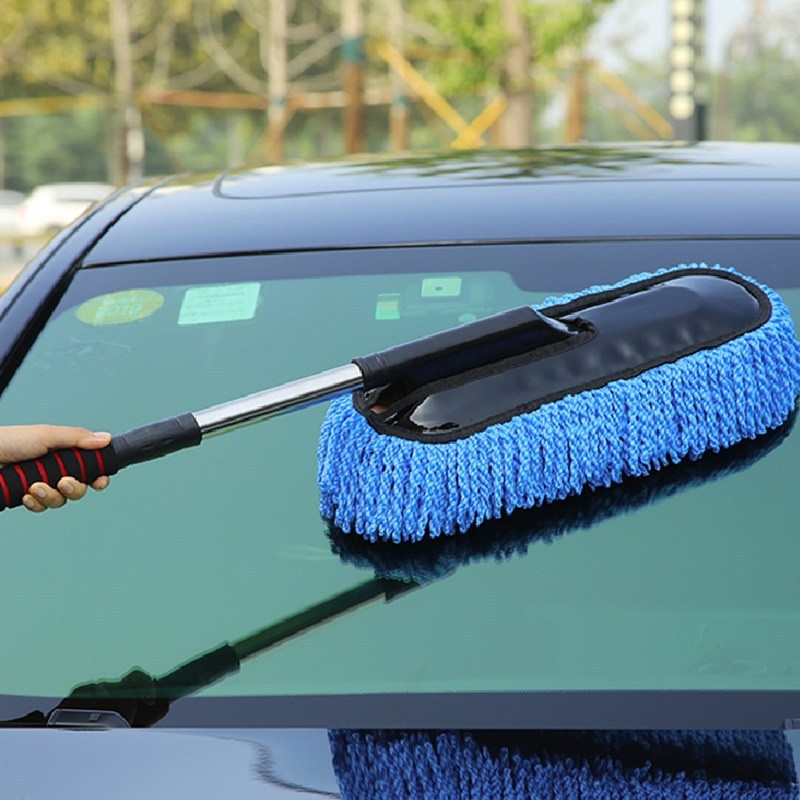 Car Wash Mop Long Handle Telescopic Car Supplies Wax Brush Multi-function Car Dust Brush Car Cleaning Tool