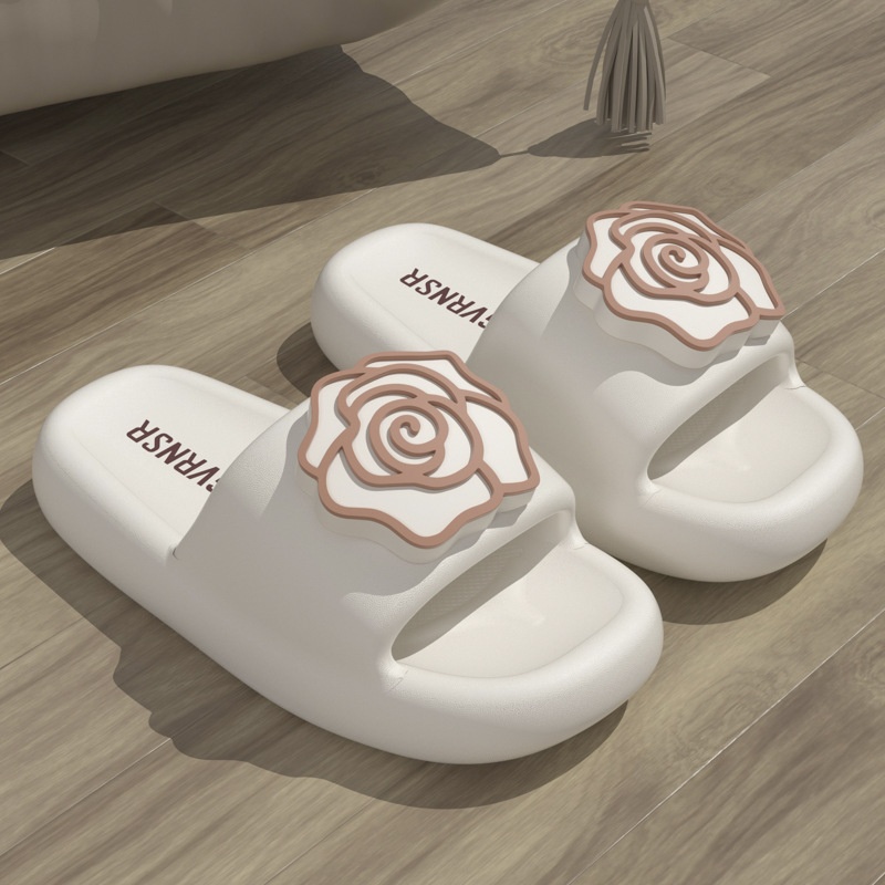 Style Internet Celebrity Big Flower Versatile Sandals For Women In Summer Indoor EVAThick Bottom Non-slip Stepping Shit Feeling Slippers For Outdoor Wear