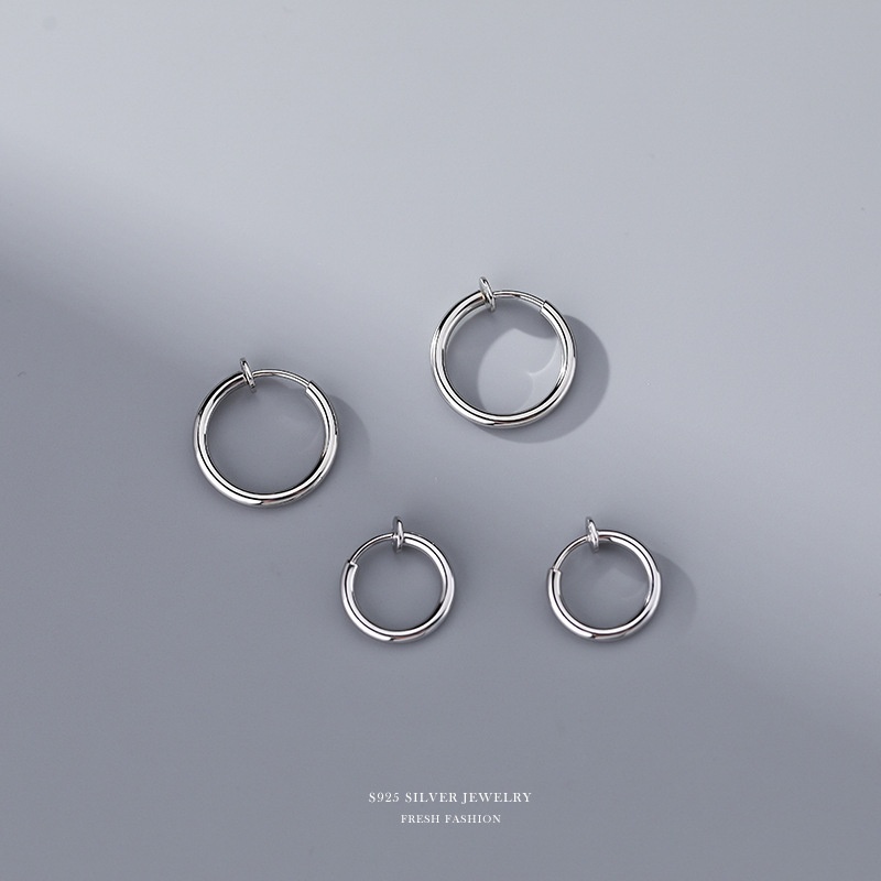 S925 Sterling Silver Circle Ear Clip For Non-pierced Ears,Niche,Simple,Fresh Ear Clip,y Men's And Women's Versatile Earrings