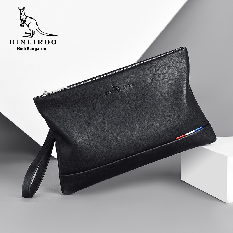 Binli Kangaroo Youth Soft Leather Envelope Bag Fashion Large Capacity Clutch Bag3002