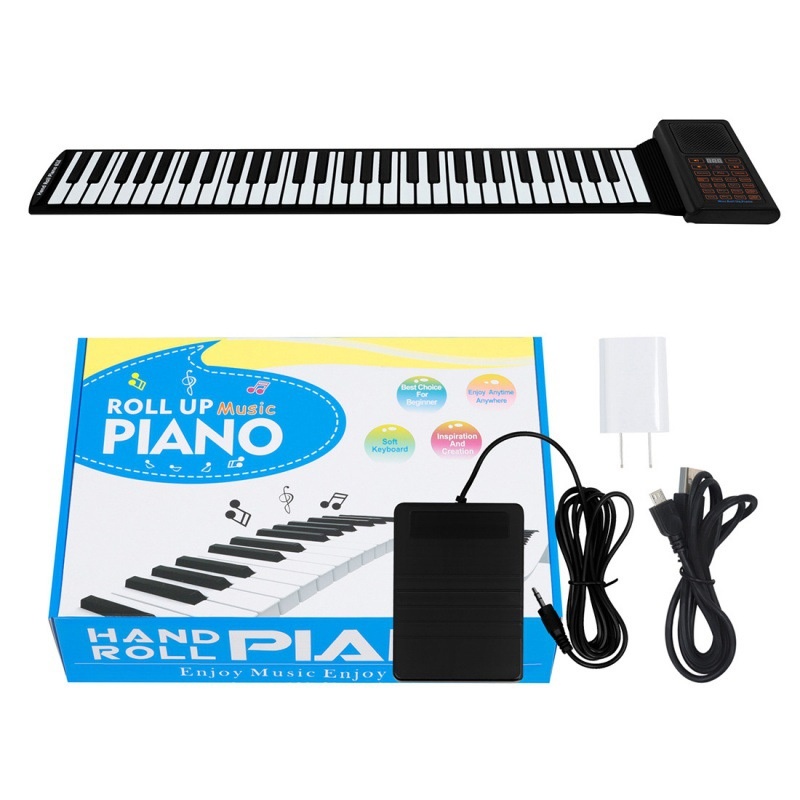 61-key Hand-rolled Piano Portable Thickened Silicone Bluetooth Function Folding Electronic Piano For Adult Students Beginner
