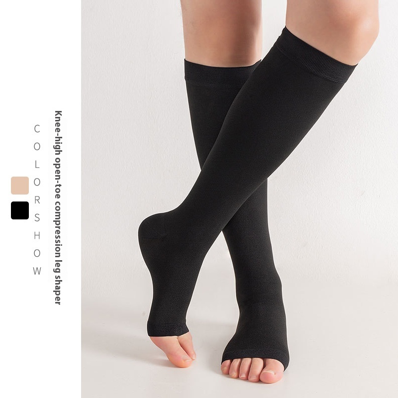 Women's Compression Socks Tight Elastic Open Toe Sports Mid-barrel Calf Japan Trade Leg Socks G-4RR3332