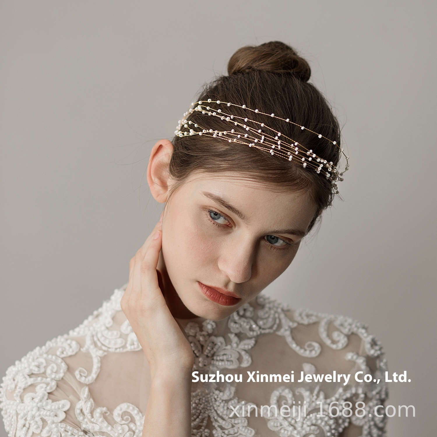 O628 Korean Sweet Bridal Headdress Mini Pearl Multi-layer Bridal Headband Studio Style Photo Accessories