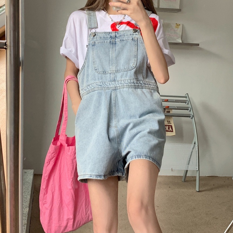 Denim Overalls Shorts For Women Summer Style Niche Korean Version For Students Age-reducing Loose Slimming One-piece Jeans