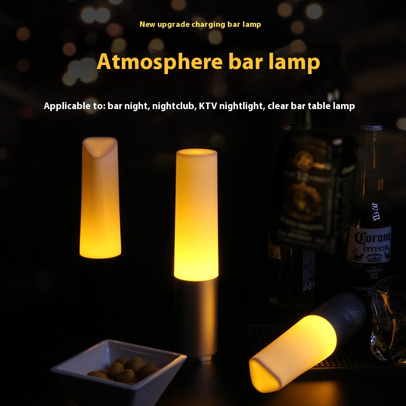 Bar Table Lamp LEDCharging Bar Lamp Clear Bar Decoration Custom Table Lamp Small Night Light Cylindrical Metal Hand-held Atmosphere Lamp