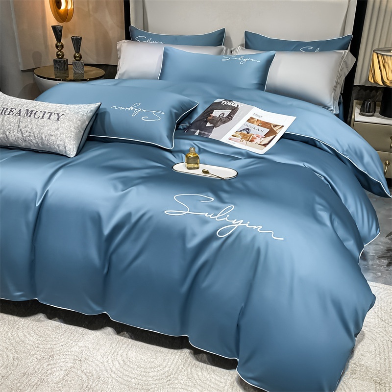 Pure Cotton Three-piece And Four-piece Bed Sheet And Quilt Cover In Color Matching