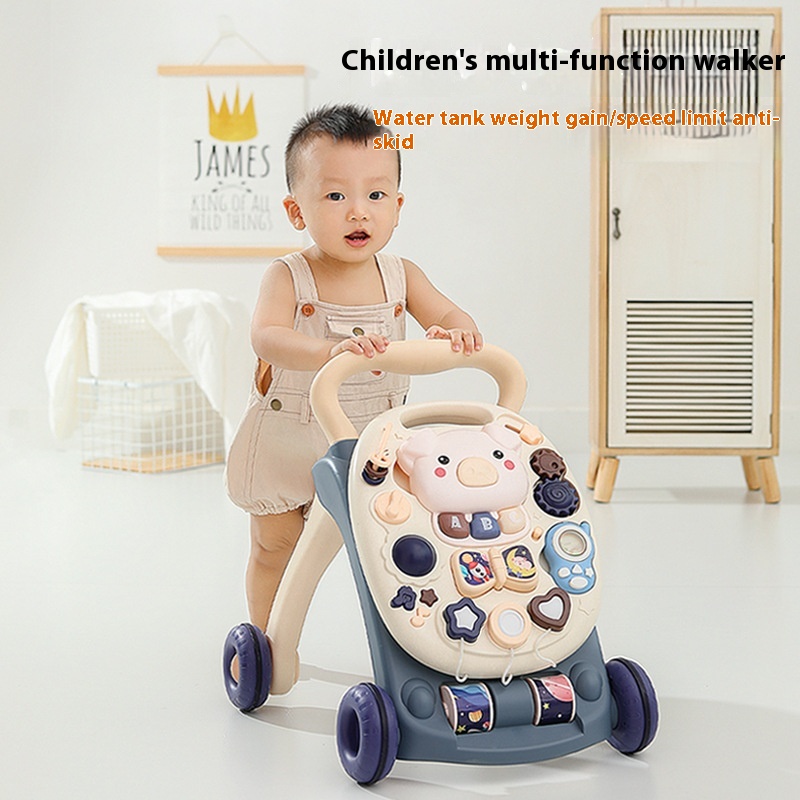 Infant And Toddler Hand-pushed Walker Toy Children's Music Early Education Educational Slide Baby Anti-rollover Multifunctional Walking Aid