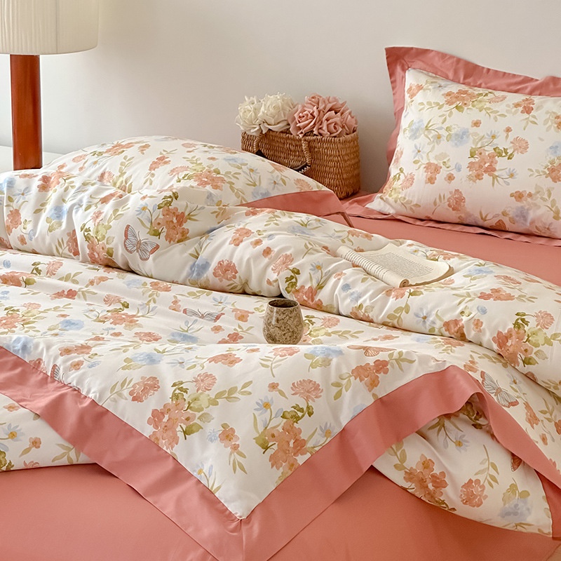 Pastoral Small Floral Pure Cotton Four-piece Set With Wide Edges