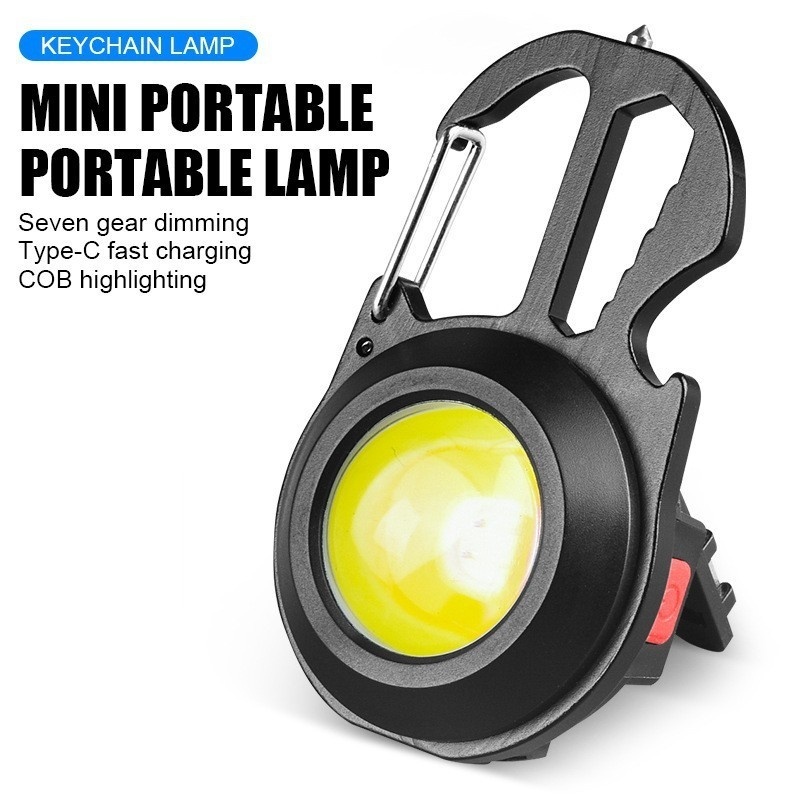 Multifunctional Portable Type-C Mini Keychain Light Bright COB Magnetic Suction Maintenance Light Outdoor Emergency Work Light