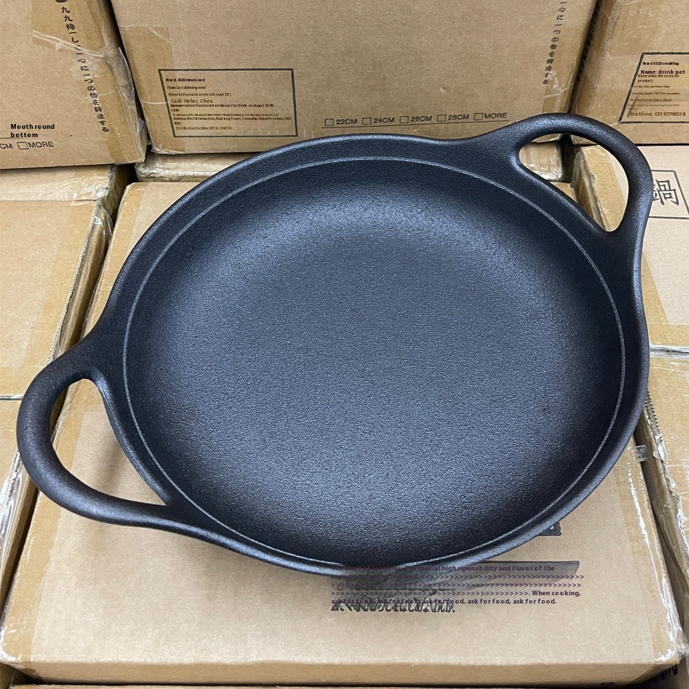 Export Japanese Frying Pan Non-convex Flat Bottom Frying Pan Cast Iron Pan Uncoated Non-stick Pan Cast Iron Old Style