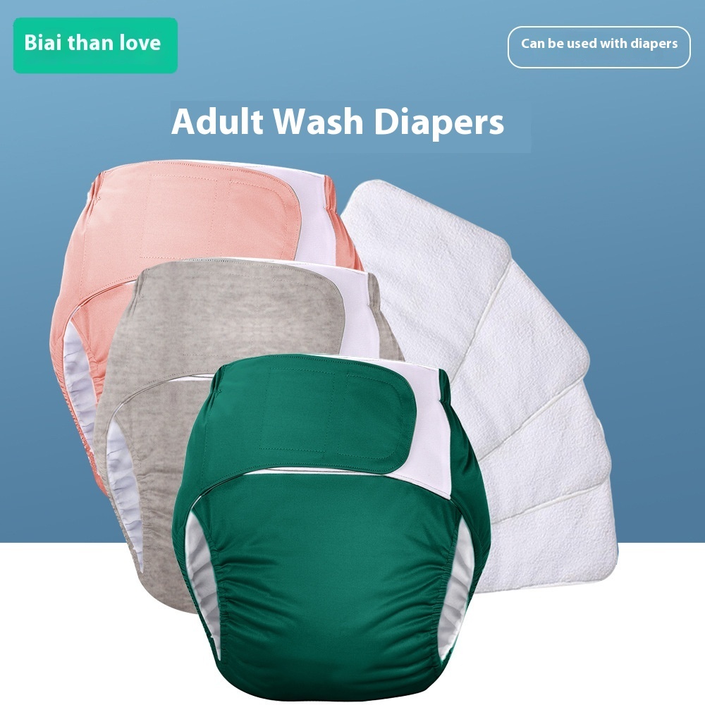 Adult Washable Cloth Diapers For The Elderly Incontinence Diapers Pure Cotton Velcro Waterproof And Anti-side Leakage Diapers