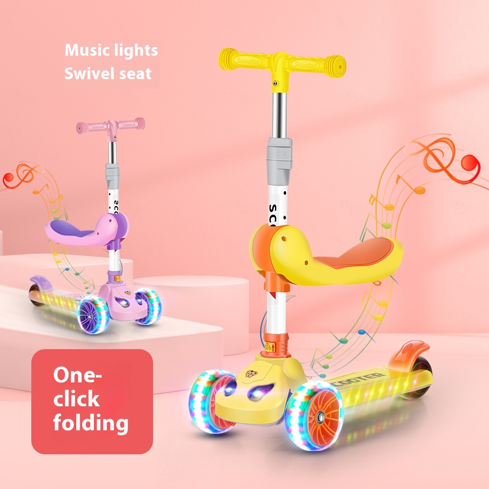 Folding Children's Skateboard, Meter High Car, Three-in-one Sliding Car, Seat, Light, Music, Sliding Car, One Piece Drop Shipping