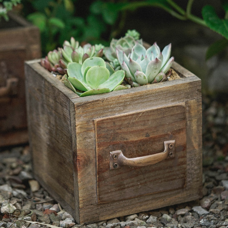 American Retro Pastoral Wooden Flower Pot Handmade Drawer-style Fir Flower Box Garden Succulent Flower Pot Ornaments
