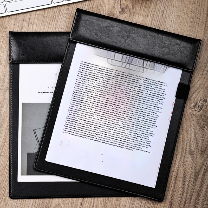 Conference Folder Leather Signing Folder A4 Note Paper Clip Contract Folder Conference Pad Writing Signature Leather Board Clip Printed